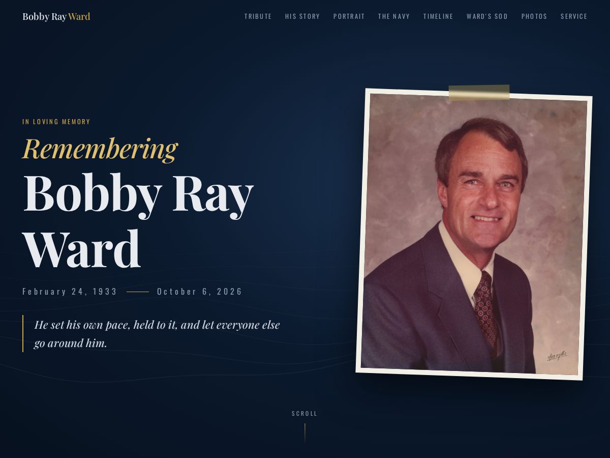 Landing-page snapshot of bobbyrward.com