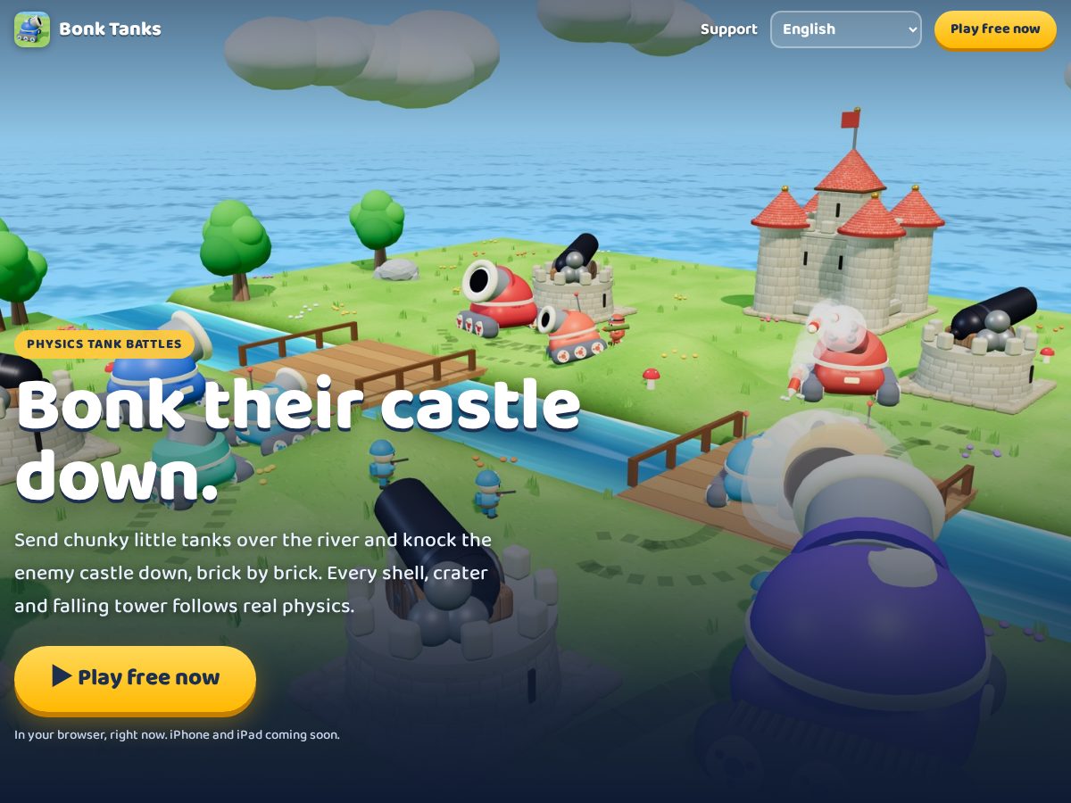 Landing-page snapshot of bonktank.com
