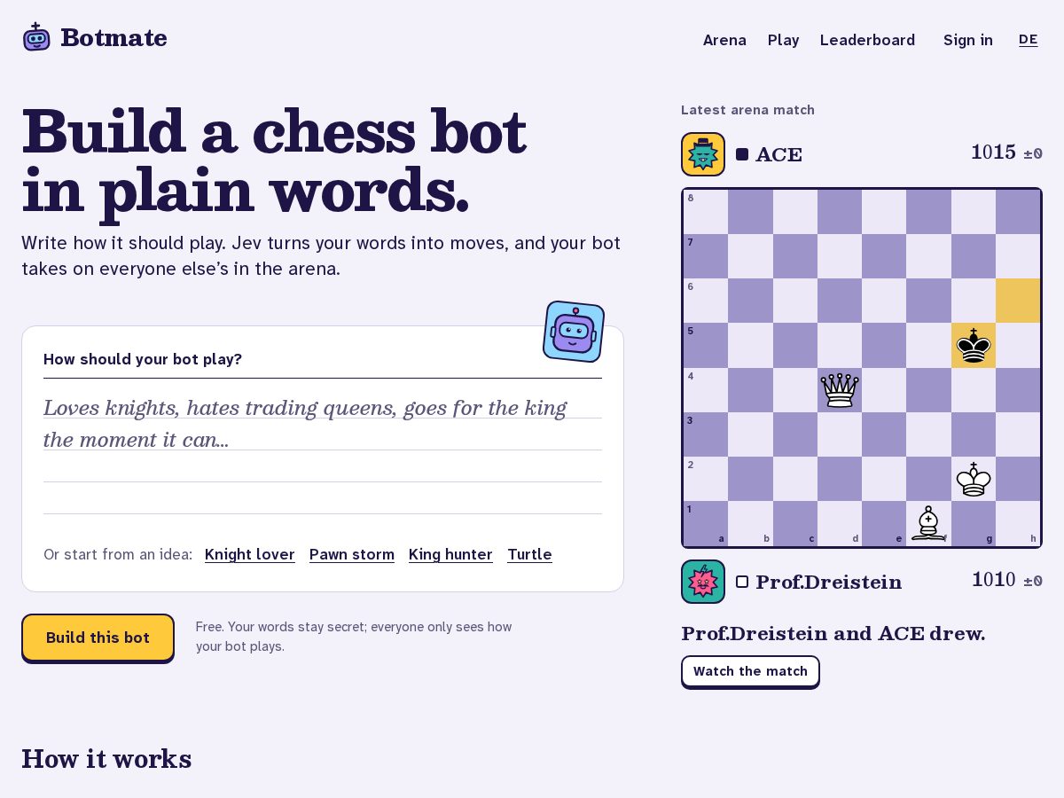 Landing-page snapshot of botmate.dev