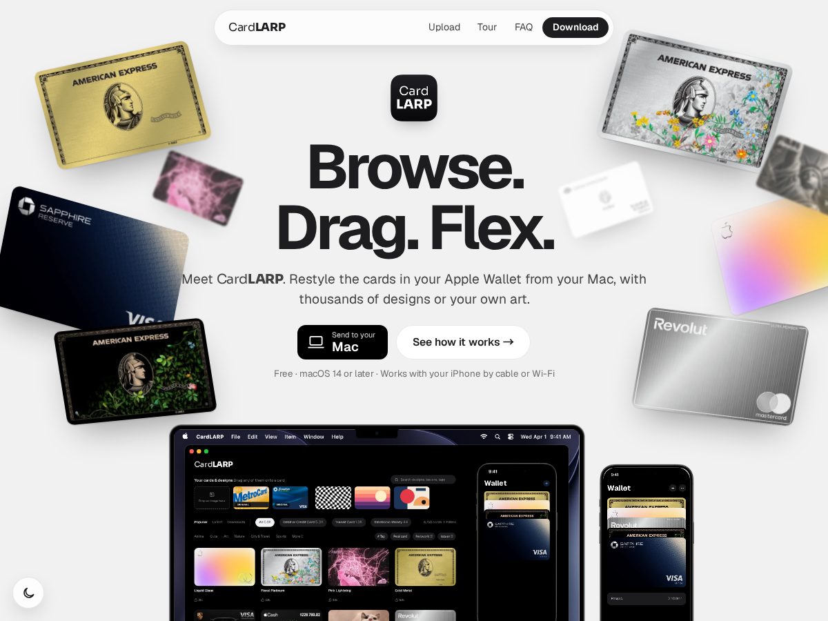 Landing-page snapshot of cardlarp.app
