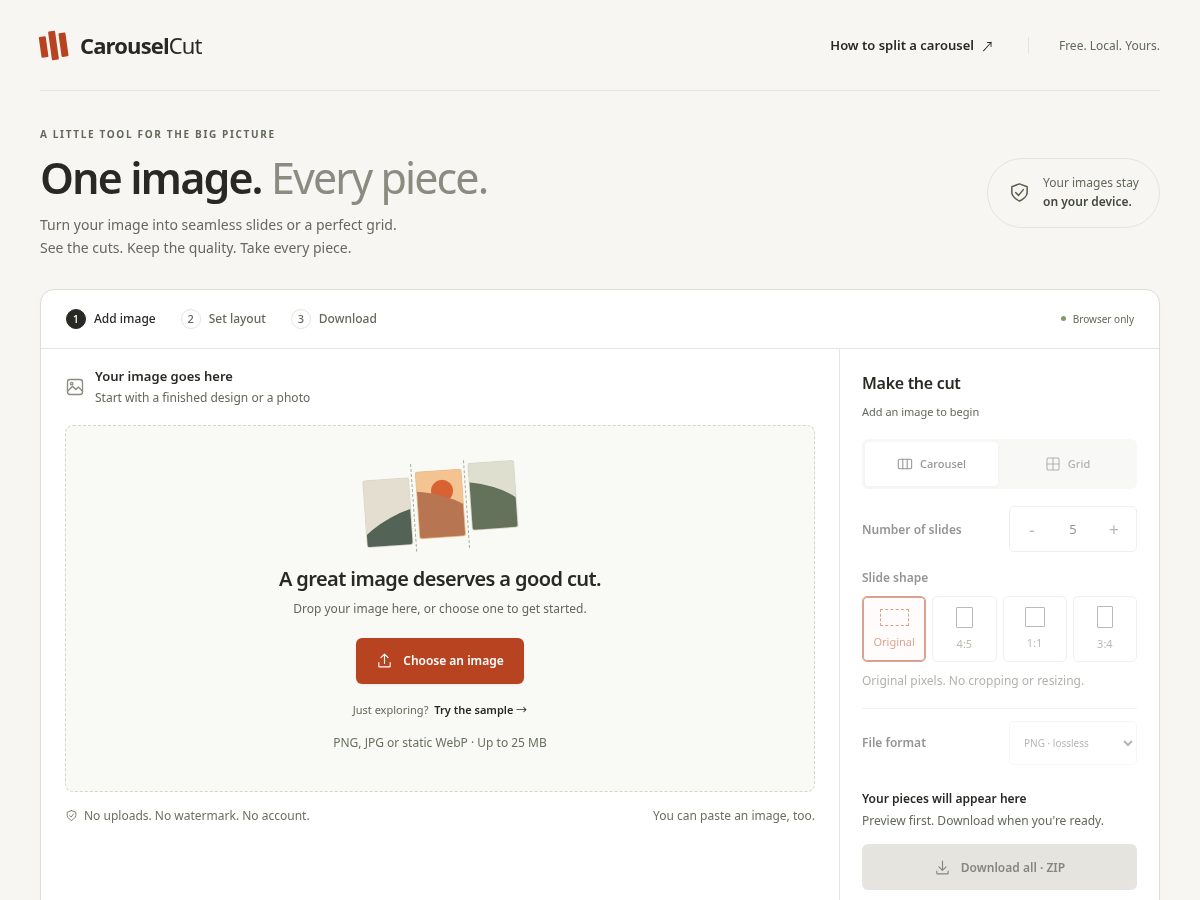 Landing-page snapshot of carouselcut.com