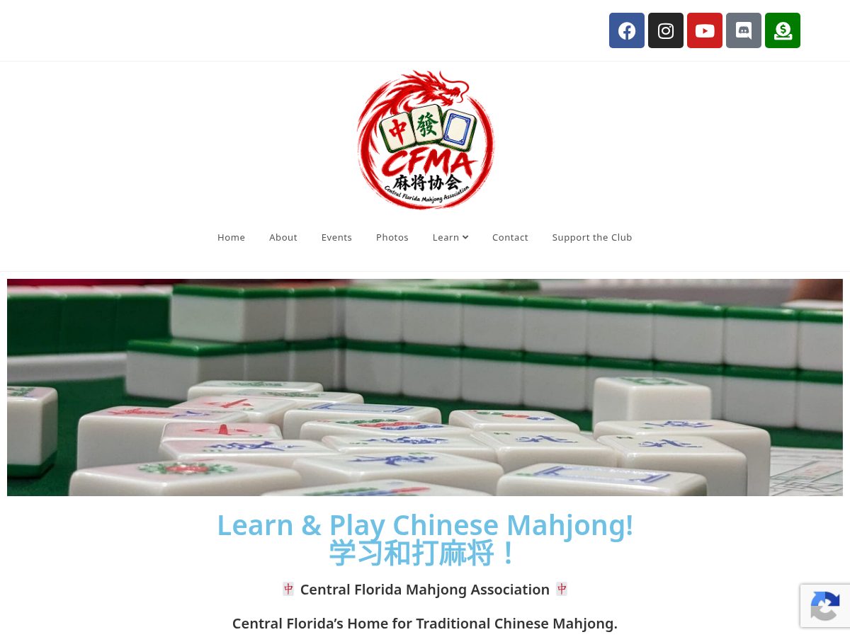 Landing-page snapshot of centralfloridamahjong.org