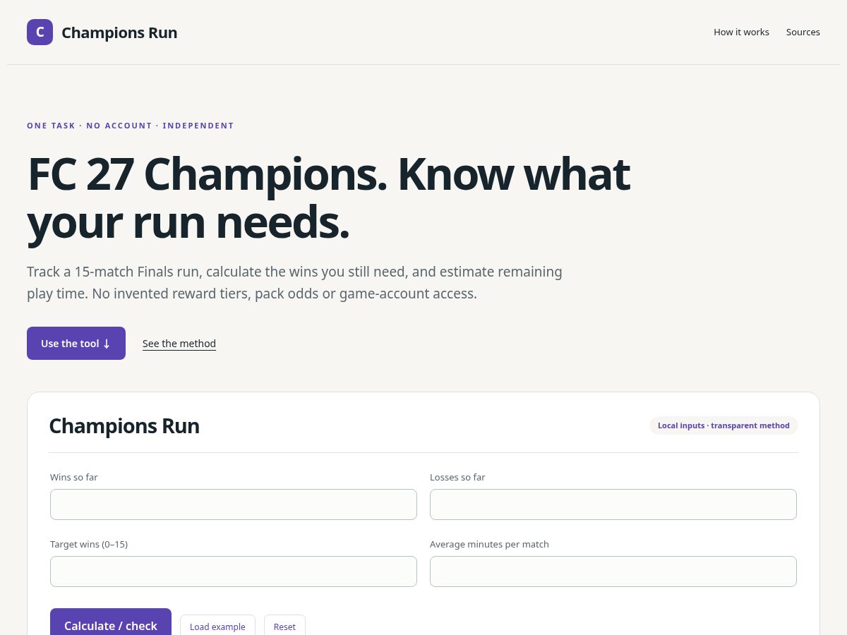 Landing-page snapshot of championsrun.site