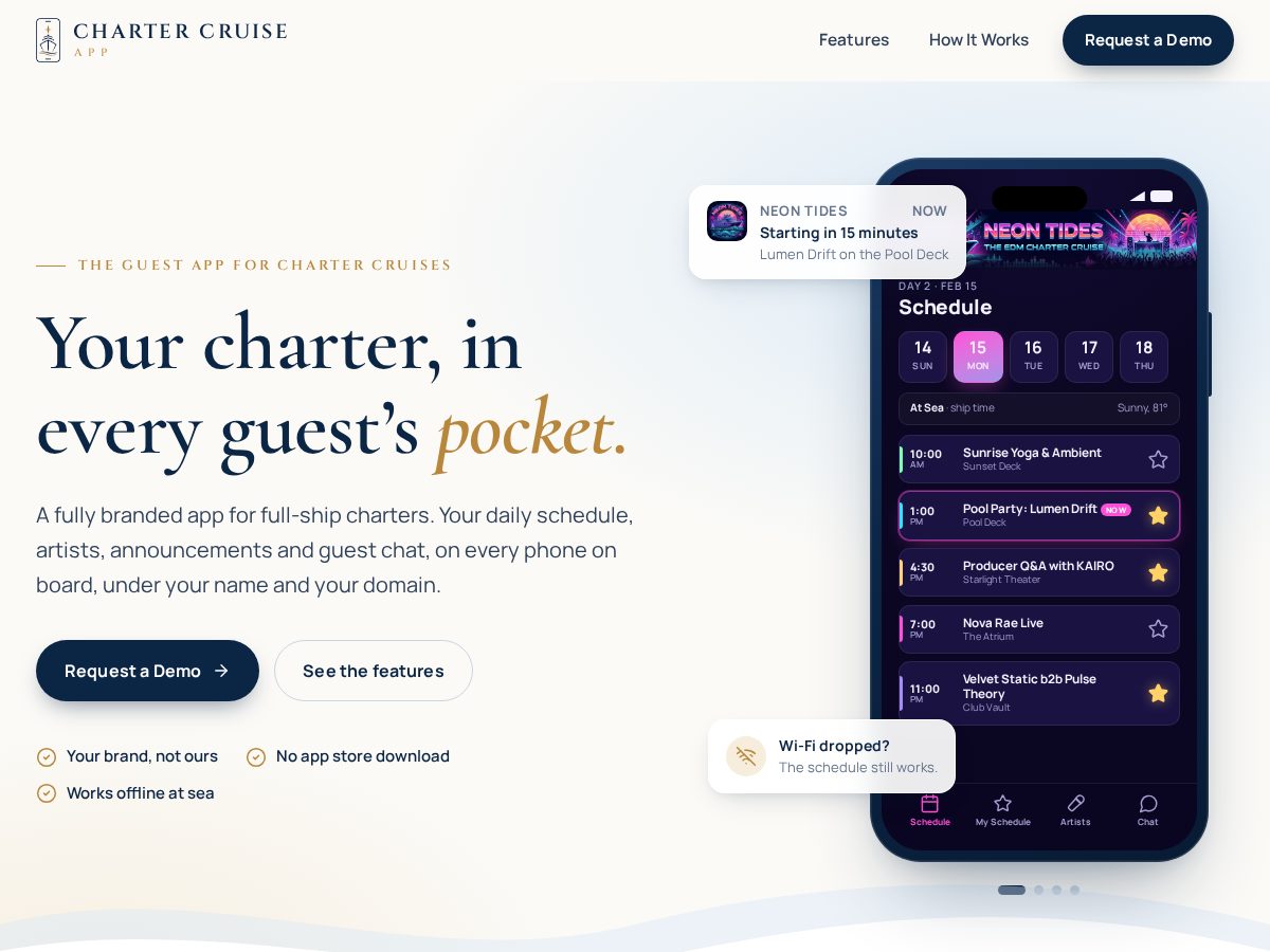 Landing-page snapshot of chartercruise.app