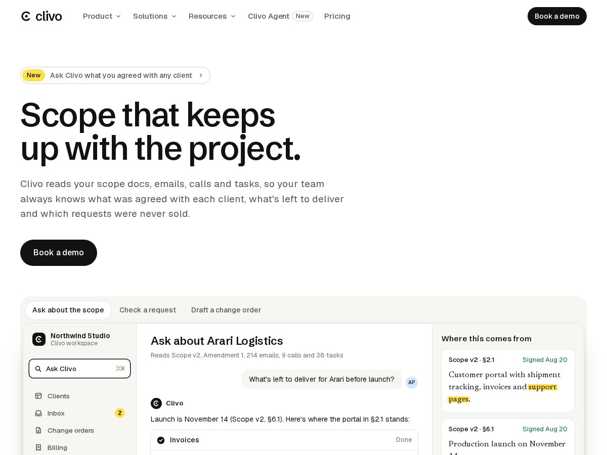 Landing-page snapshot of clivo.work