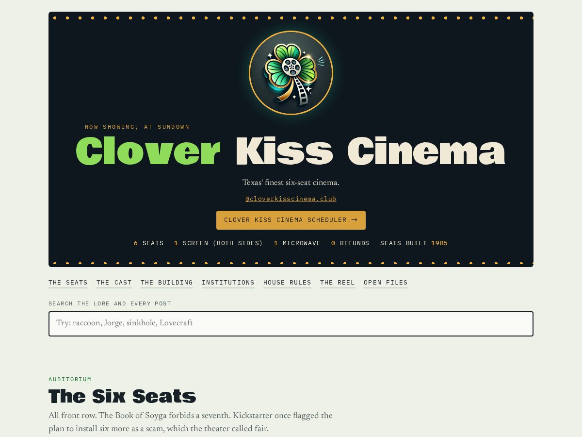 Landing-page snapshot of cloverkisscinema.club