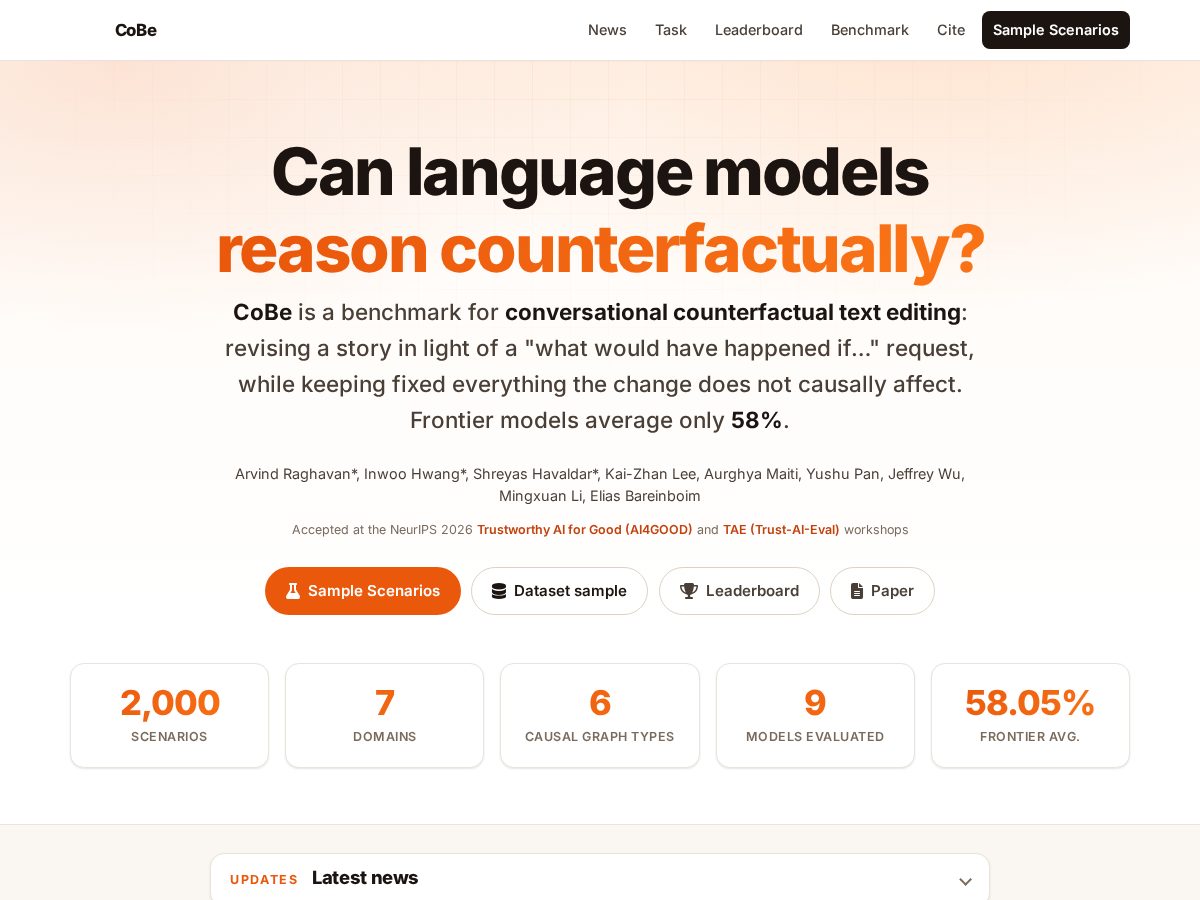 Landing-page snapshot of cobe-bench.com