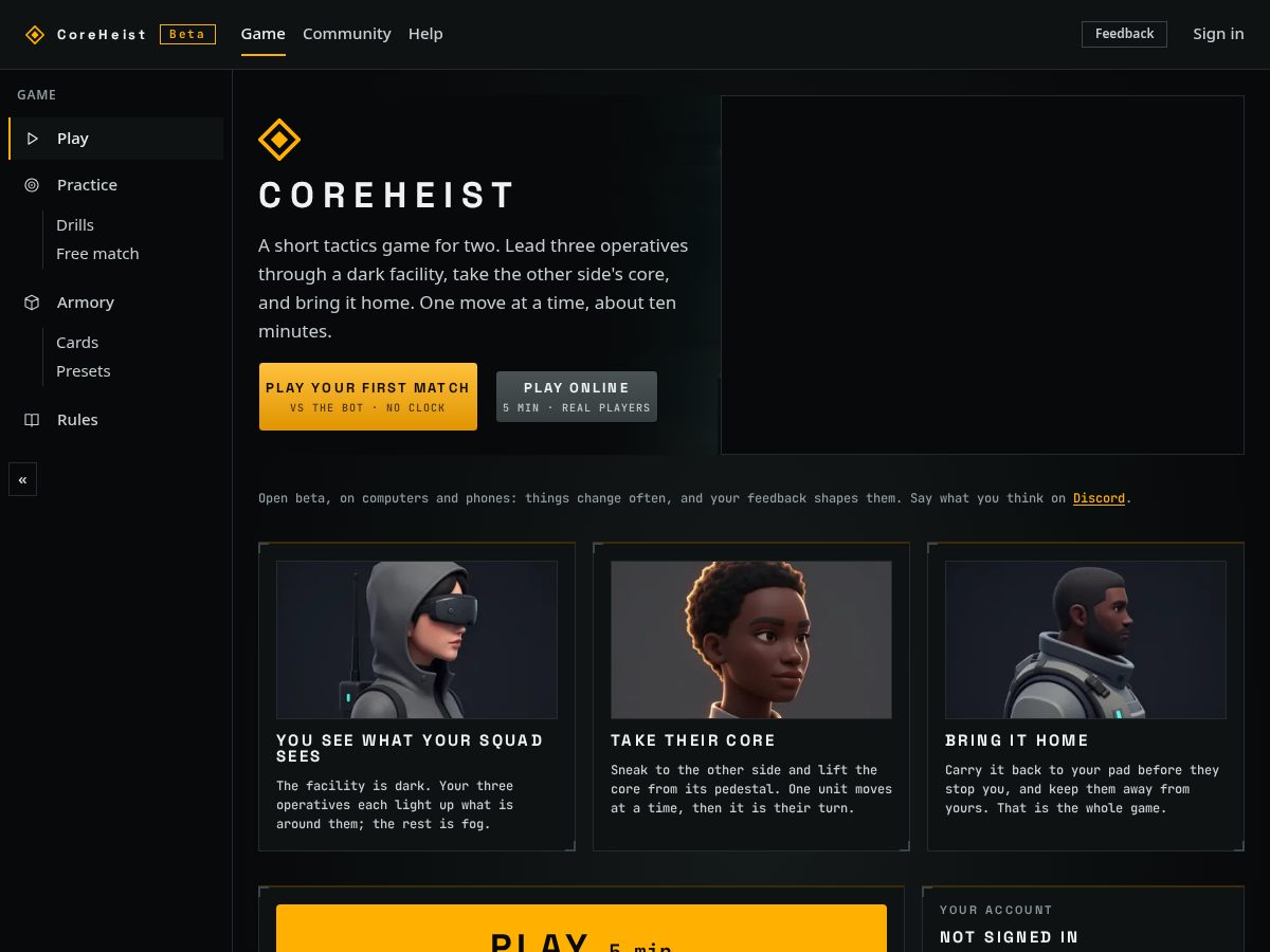 Landing-page snapshot of coreheist.com