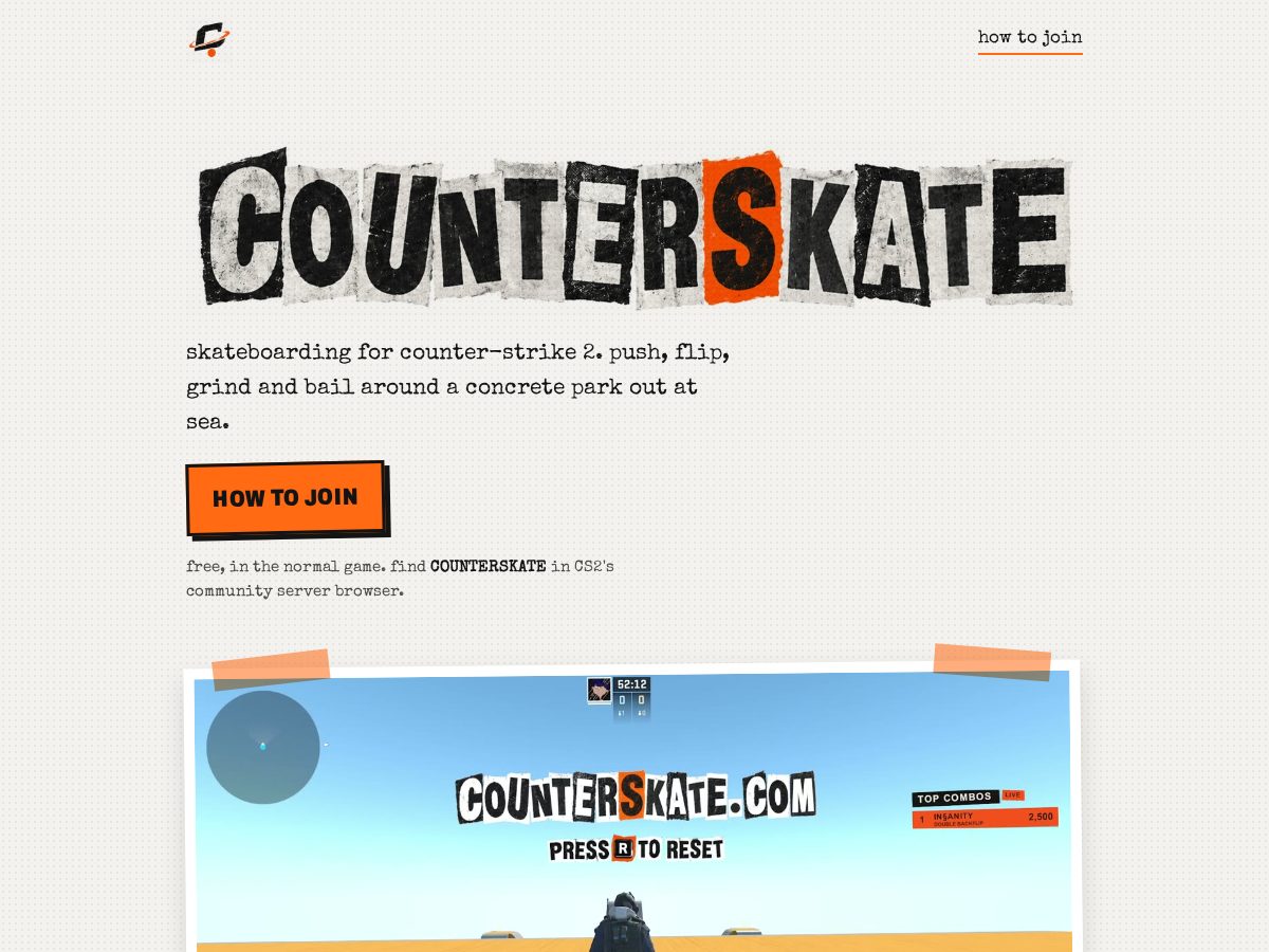 Landing-page snapshot of counterskate.com
