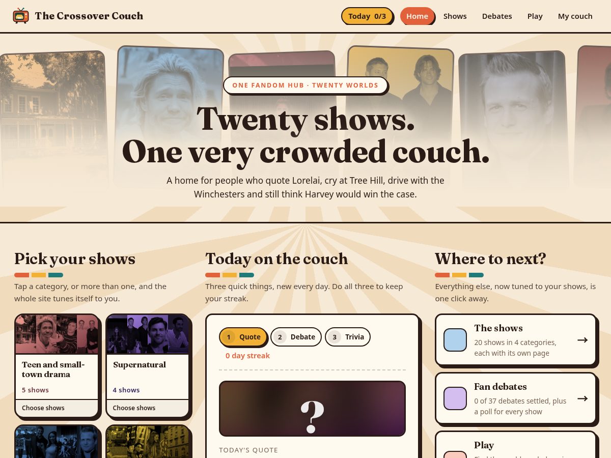 Landing-page snapshot of crossovercouch.com