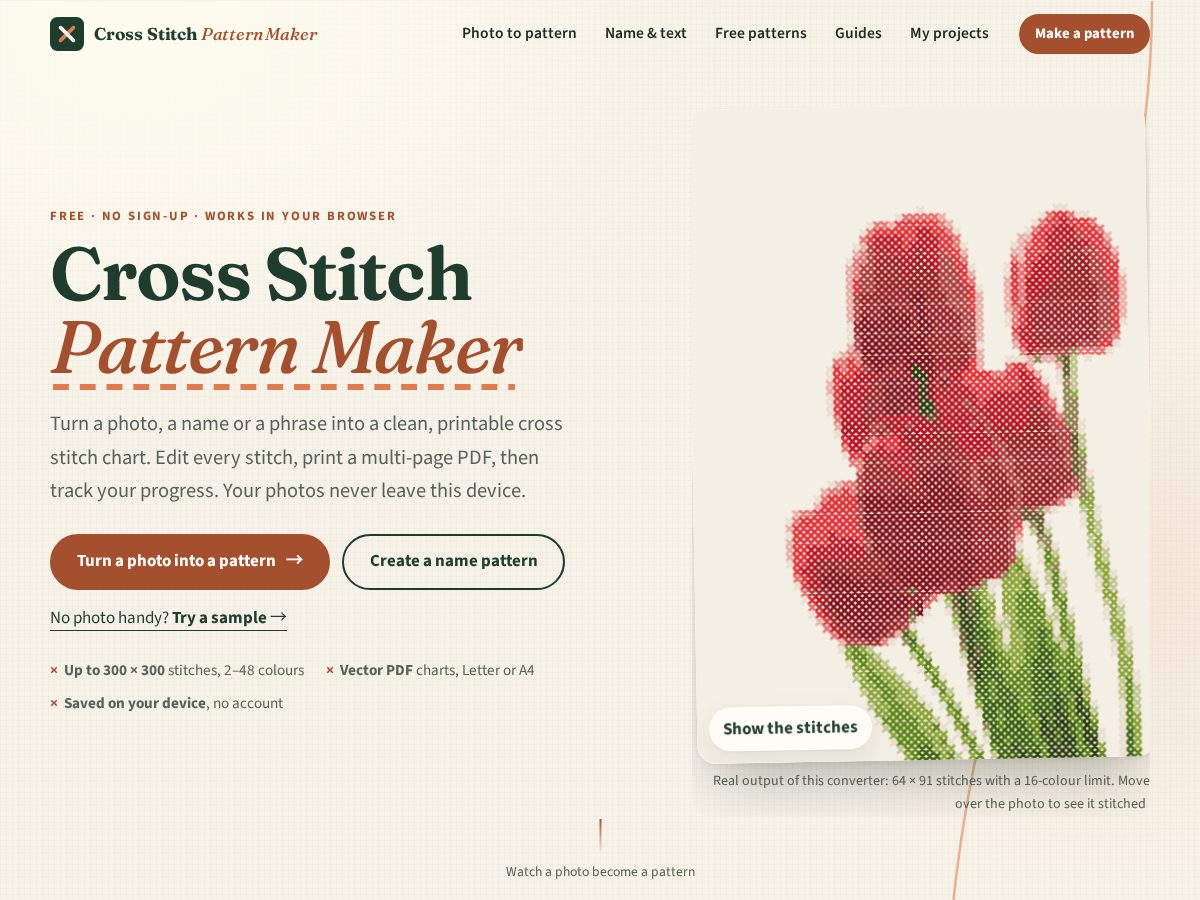 Landing-page snapshot of crossstitchmakers.com