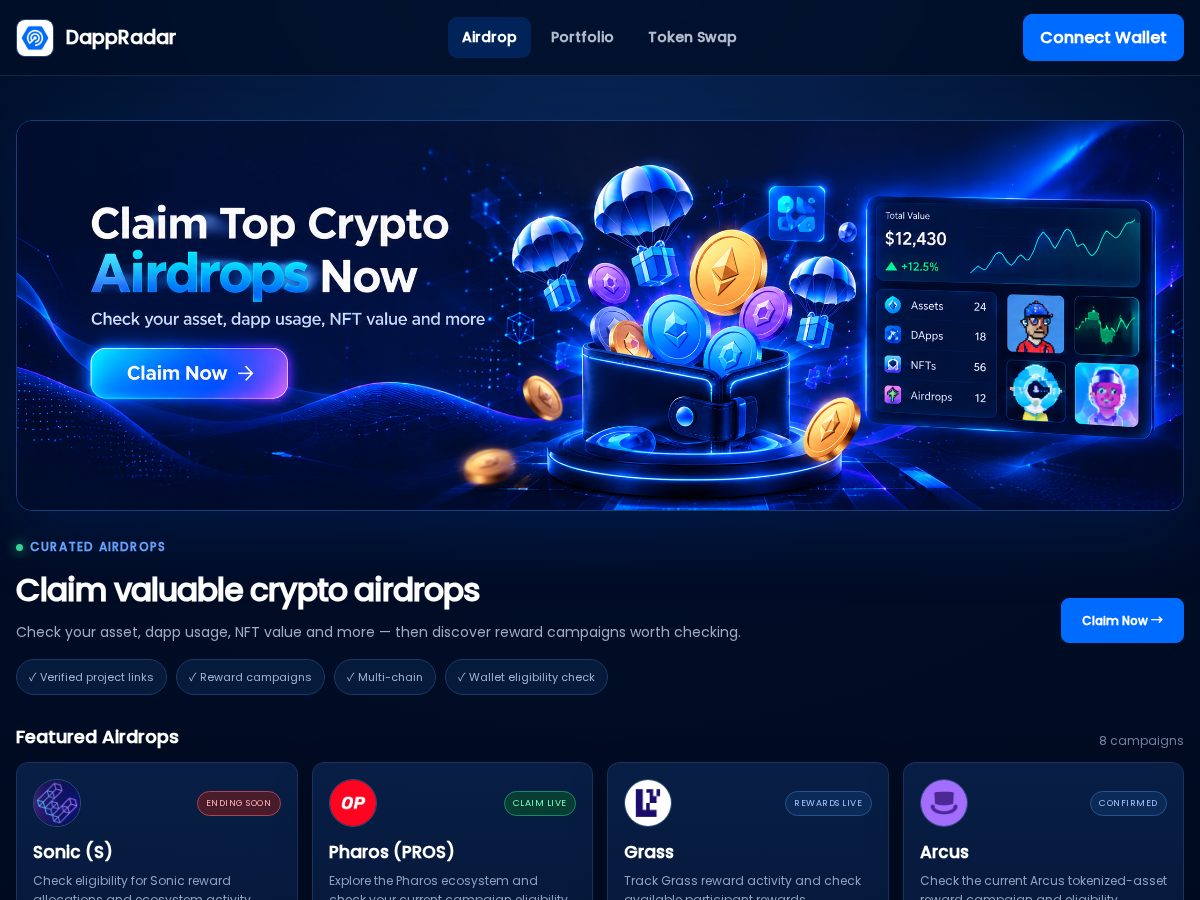 Landing-page snapshot of dappradar.top