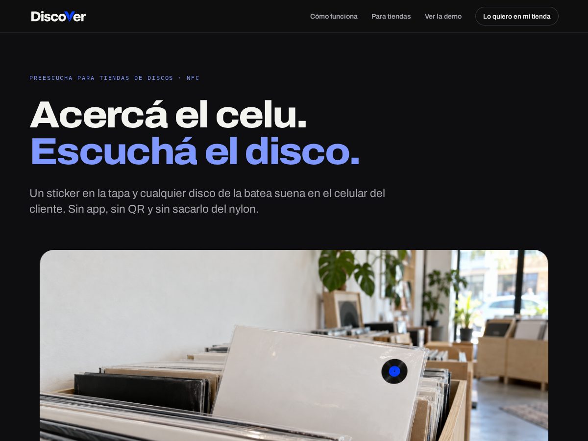 Landing-page snapshot of discoverdiscos.com