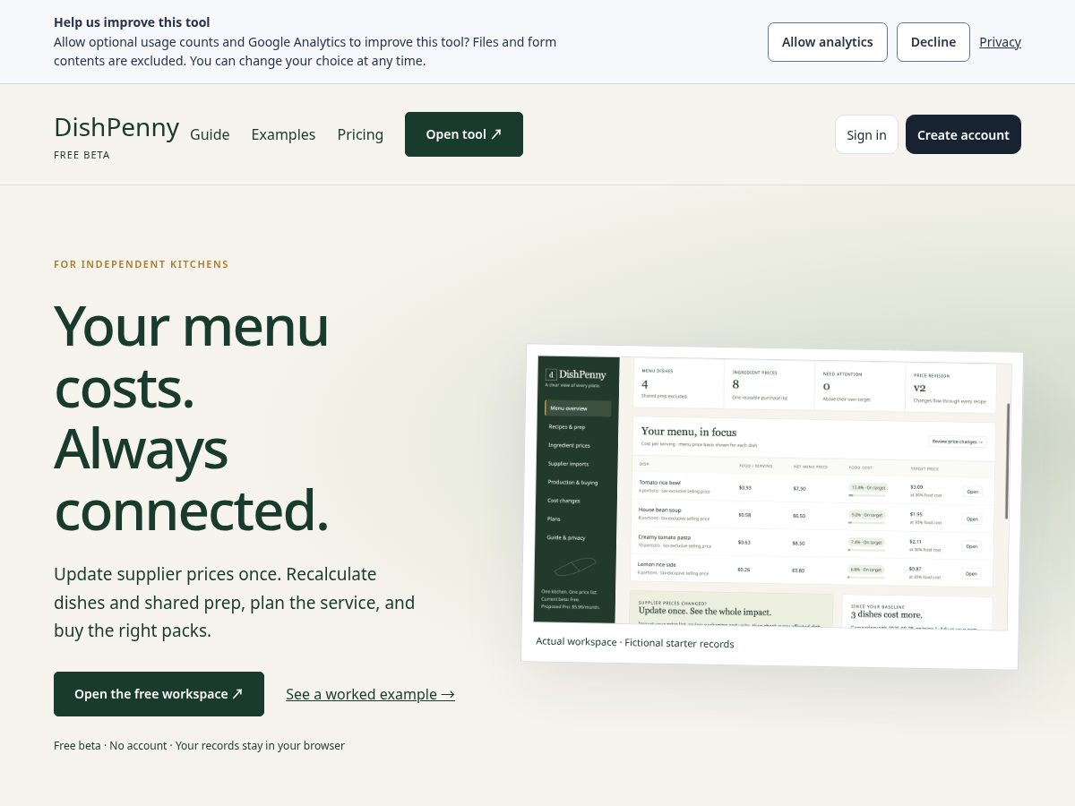Landing-page snapshot of dishpenny.com