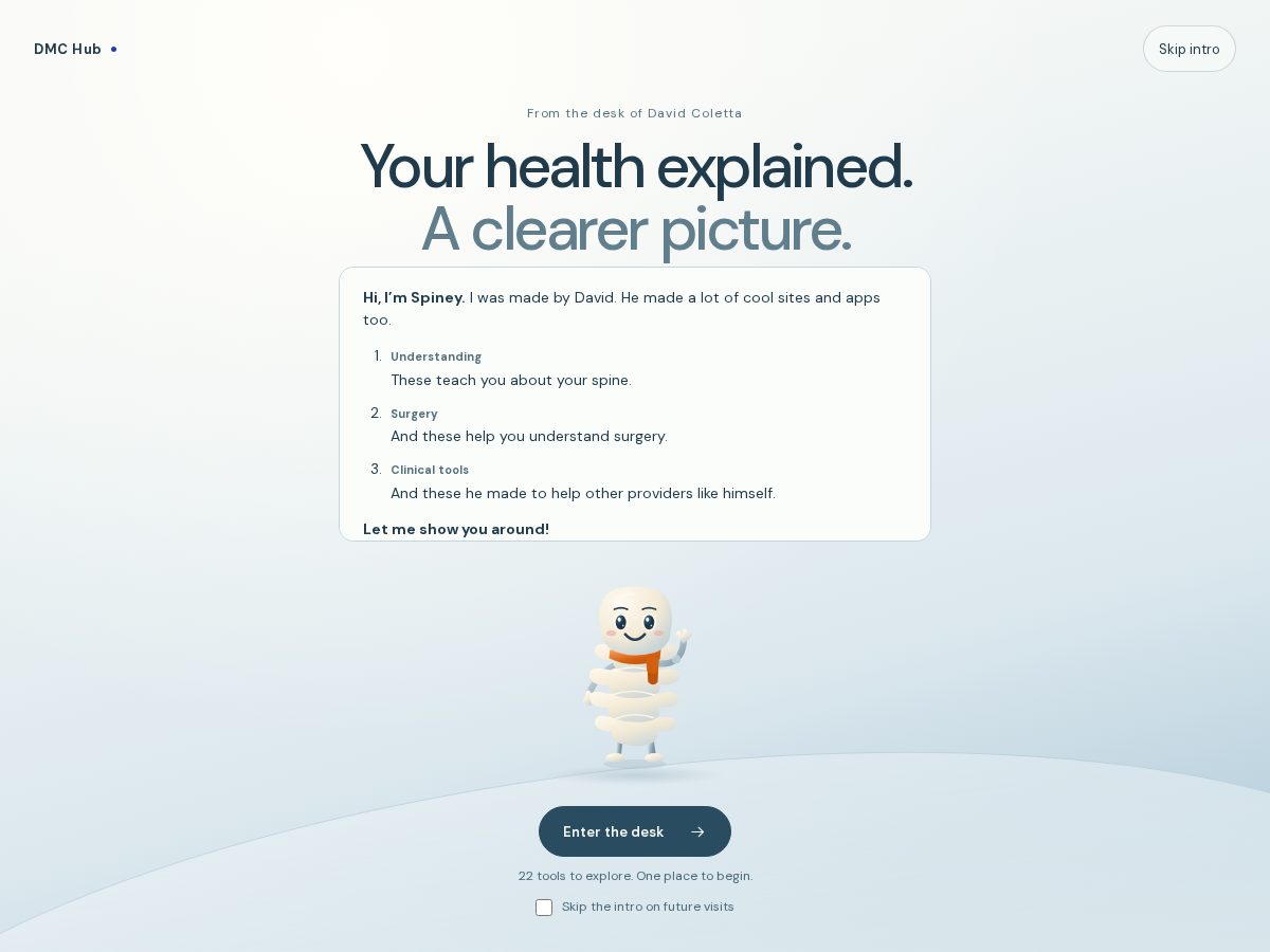 Landing-page snapshot of dmchub.app