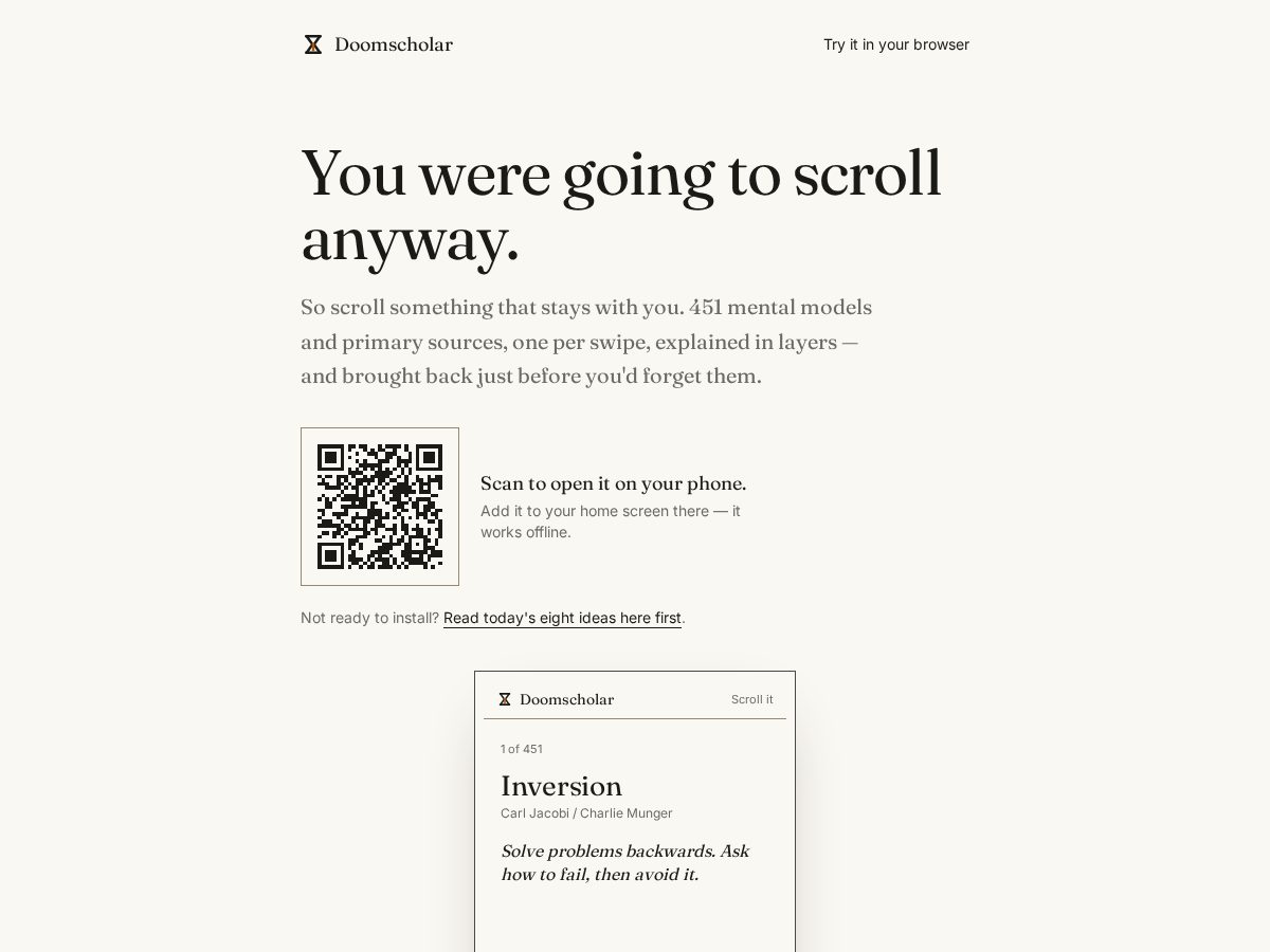 Landing-page snapshot of doomscholar.com
