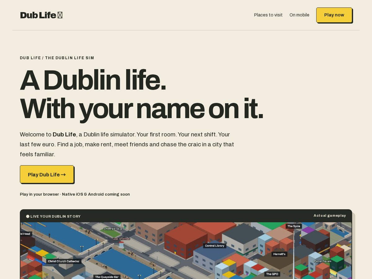Landing-page snapshot of dublife.app