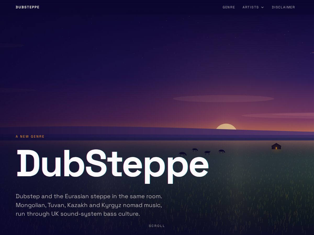 Landing-page snapshot of dubsteppe.com