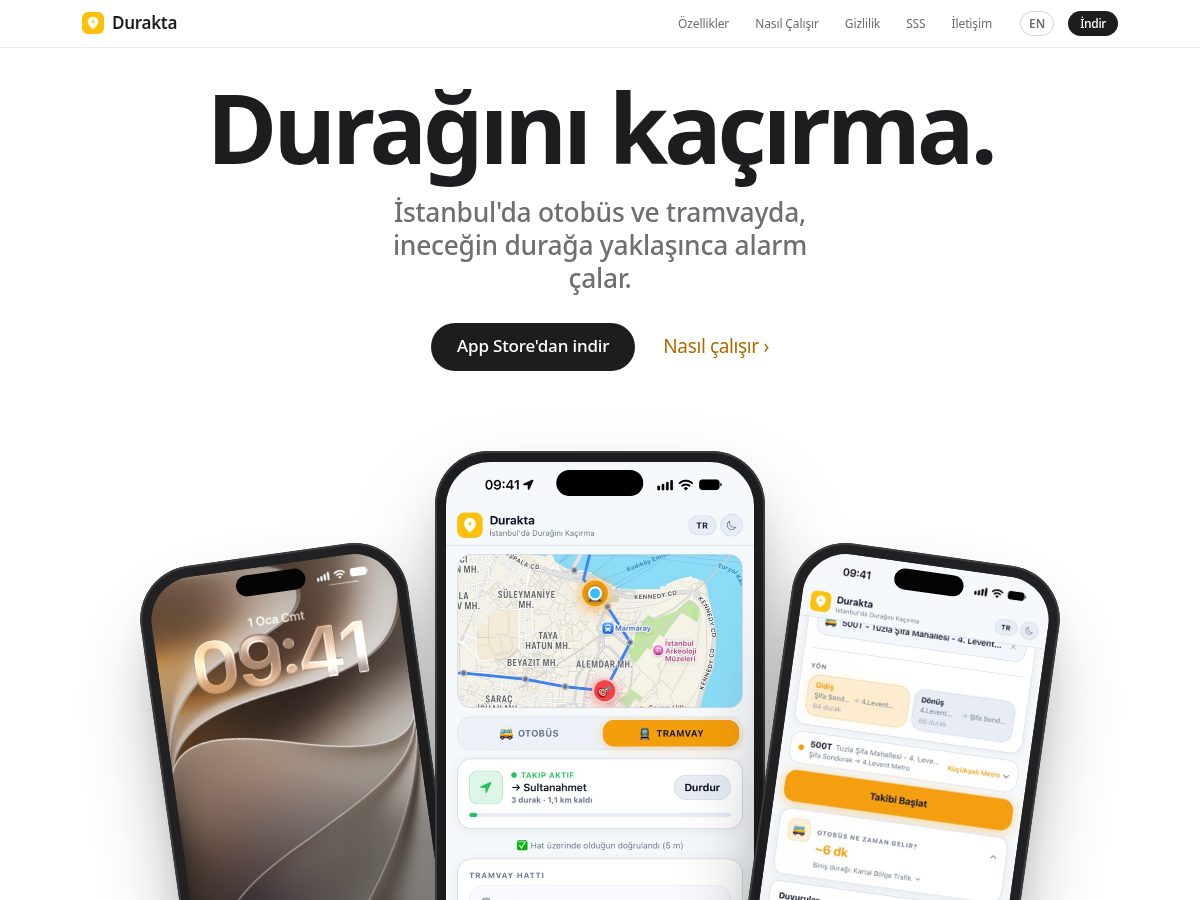 Landing-page snapshot of duraktapp.com