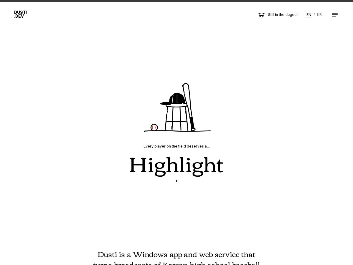 Landing-page snapshot of dusti.dev