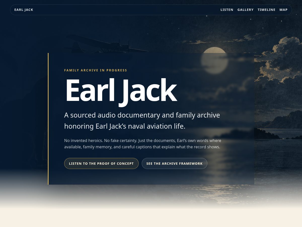 Landing-page snapshot of earljack.com