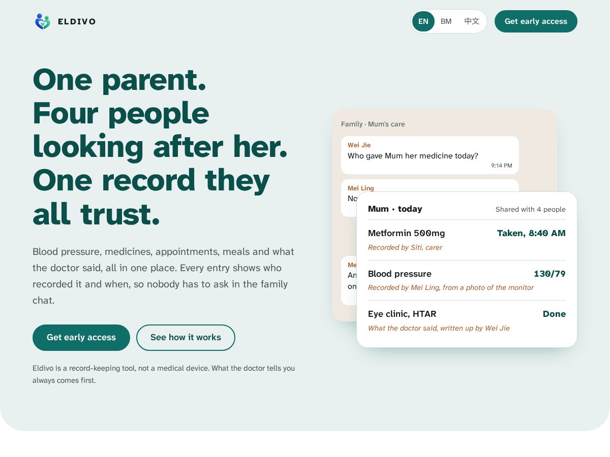 Landing-page snapshot of eldivo.app