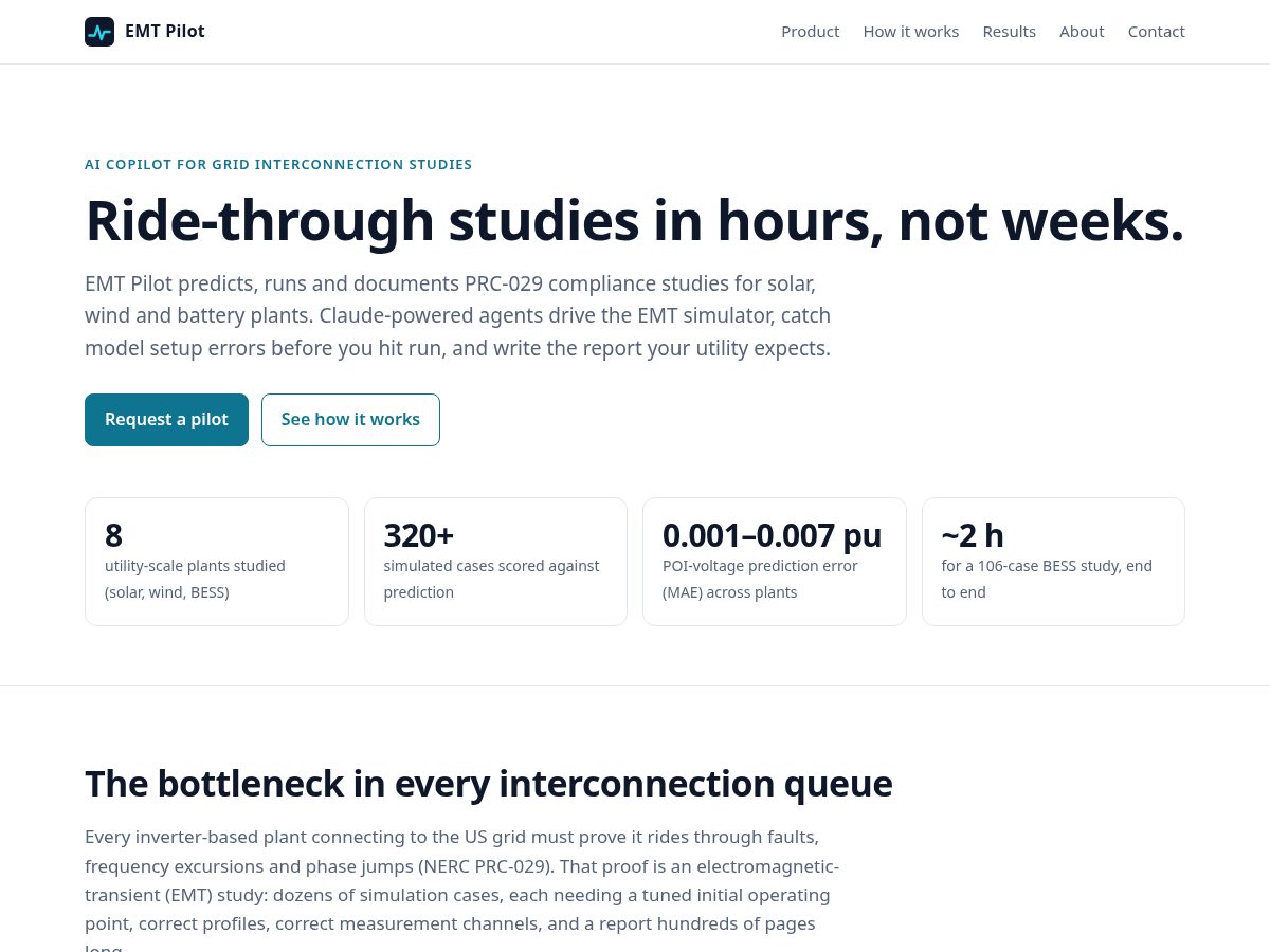 Landing-page snapshot of emtpilot.com