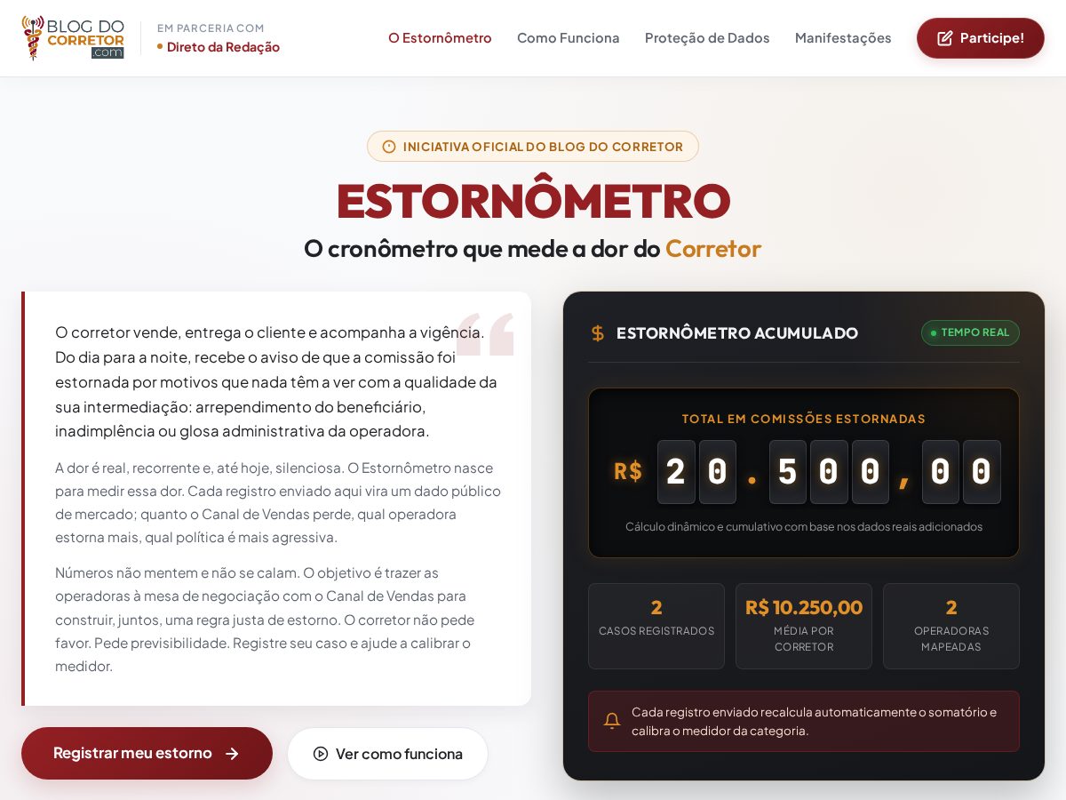 Landing-page snapshot of esternometro.online