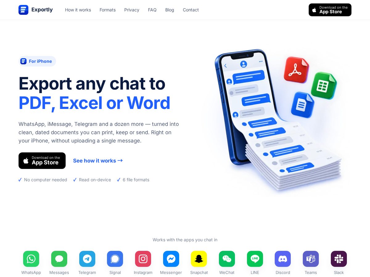 Landing-page snapshot of exportlyapp.com
