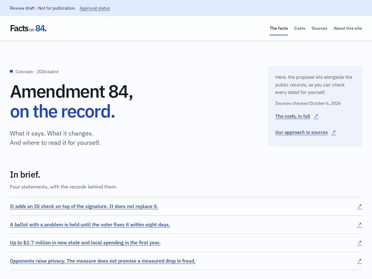 Landing-page snapshot of factson84.org