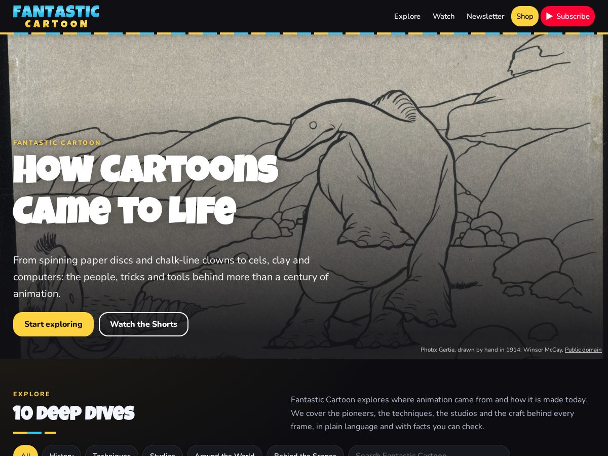 Landing-page snapshot of fantasticcartoon.com