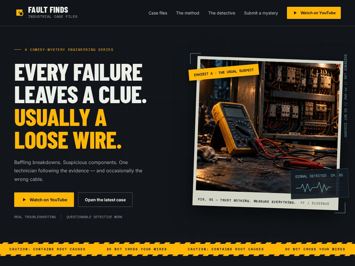Landing-page snapshot of faultfiles.com