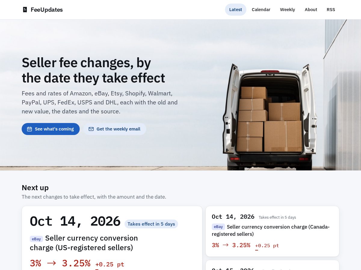 Landing-page snapshot of feeupdates.com