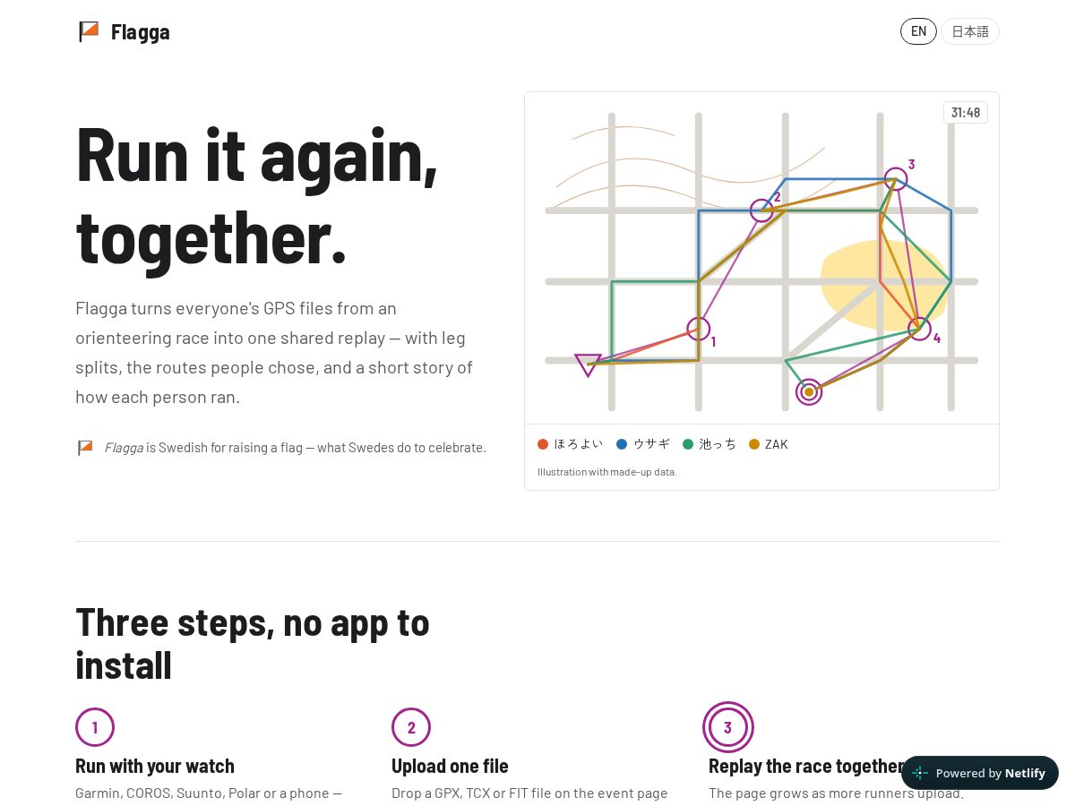 Landing-page snapshot of flagga.app
