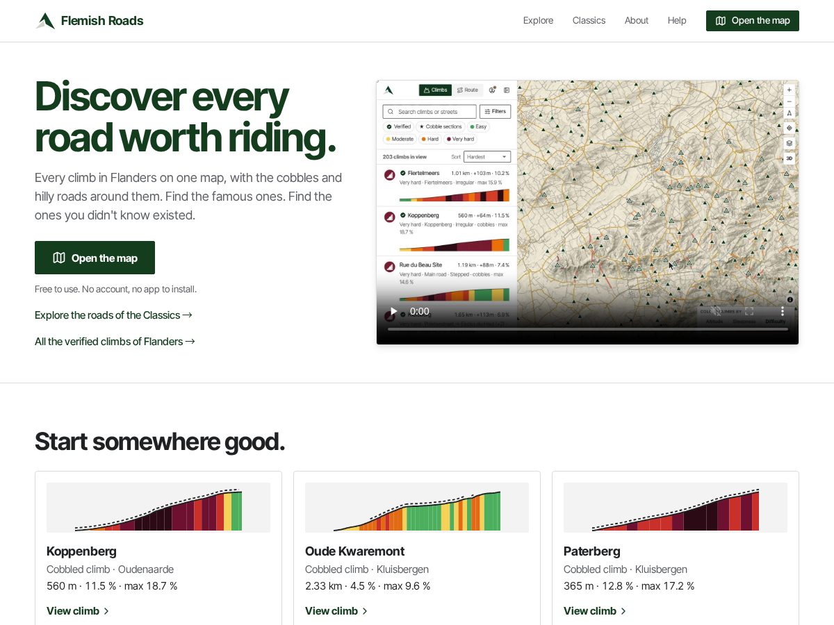 Landing-page snapshot of flemishroads.com