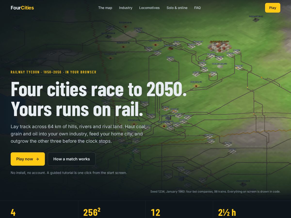 Landing-page snapshot of fourcities.app
