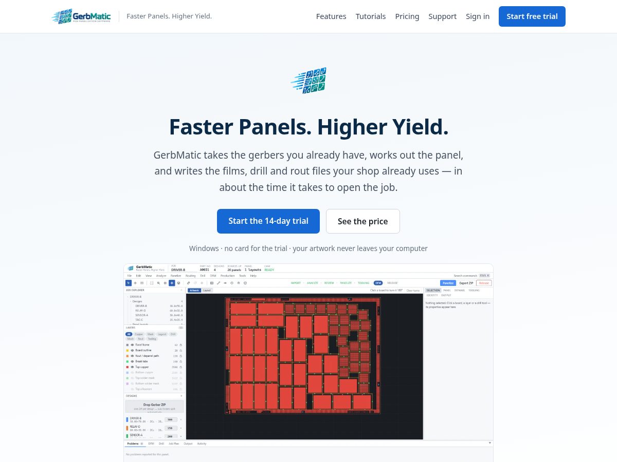 Landing-page snapshot of gerbmatic.com