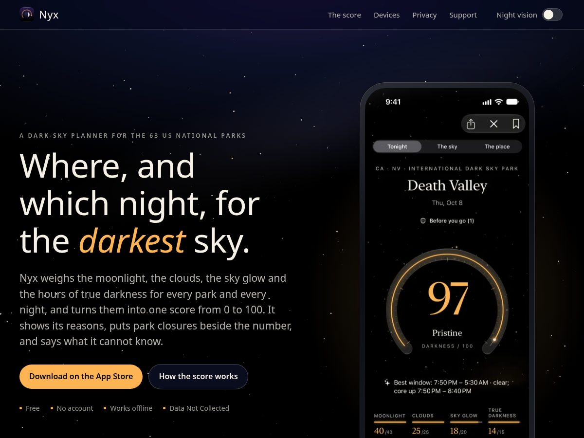 Landing-page snapshot of get-nyx.com