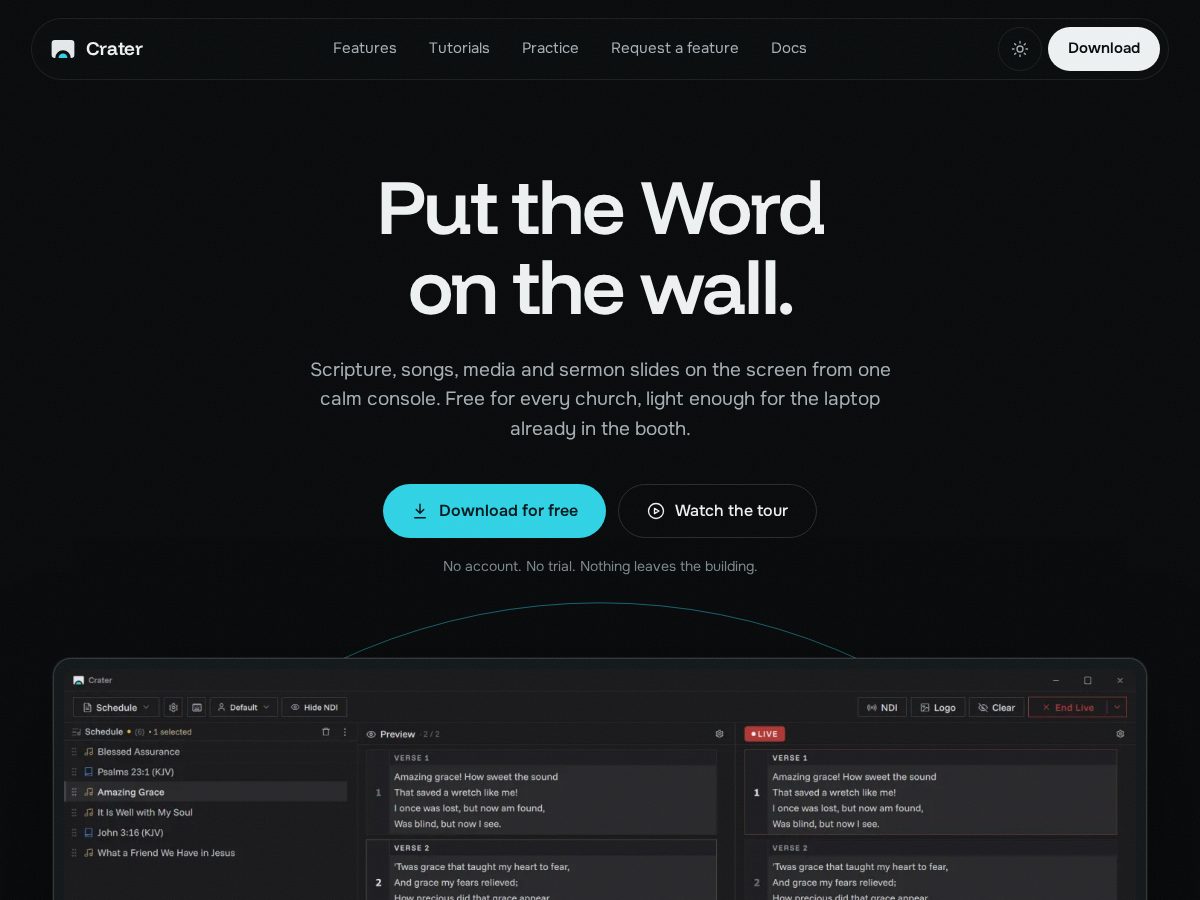 Landing-page snapshot of getcrater.org