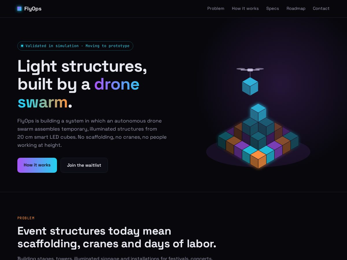 Landing-page snapshot of getflyops.space