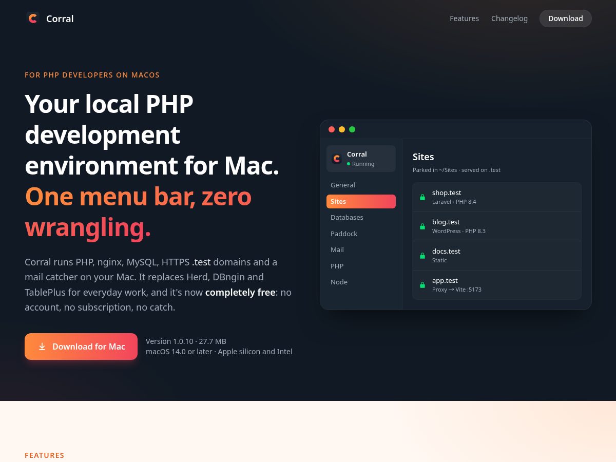 Landing-page snapshot of getmecorral.com