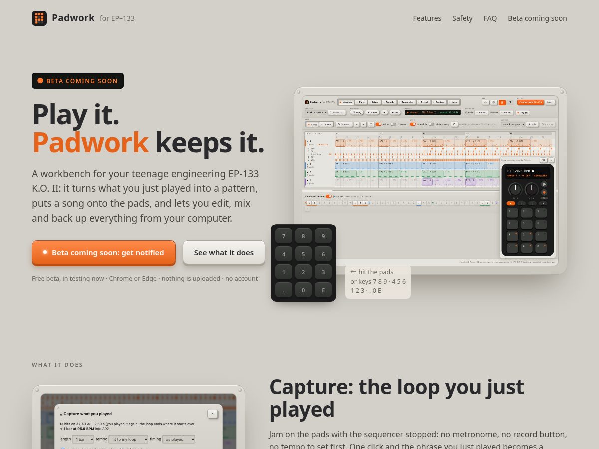 Landing-page snapshot of getpadwork.app
