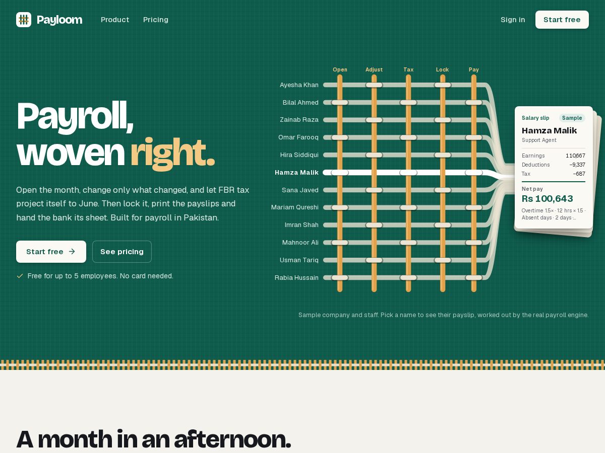 Landing-page snapshot of getpayloom.com