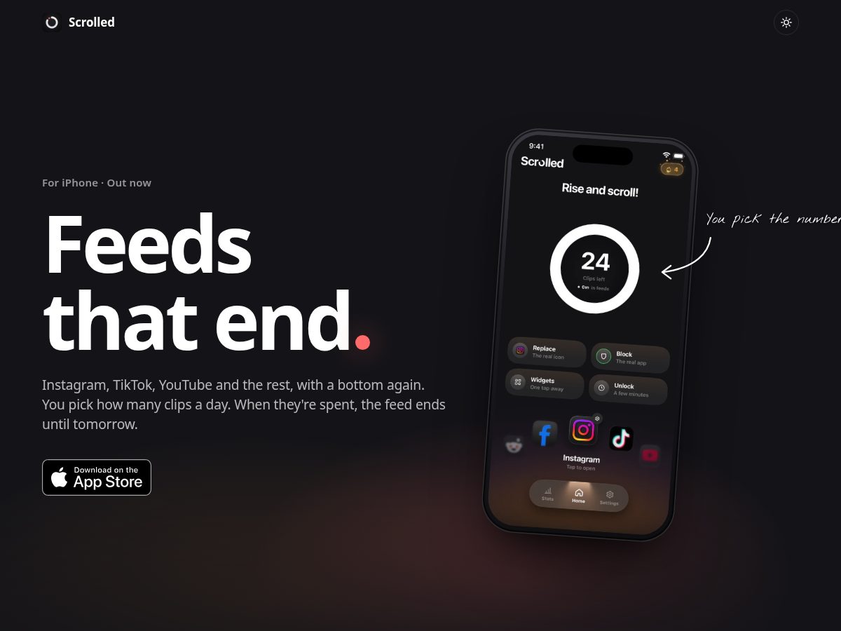 Landing-page snapshot of getscrolled.app