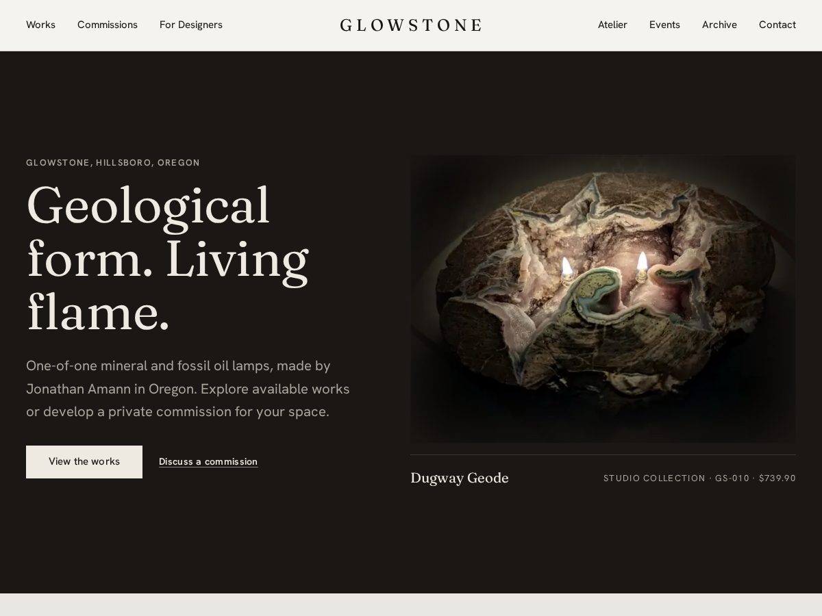 Landing-page snapshot of glowstone.design