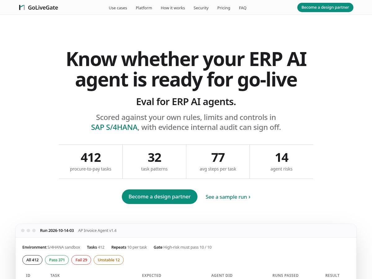 Landing-page snapshot of golivegate.com