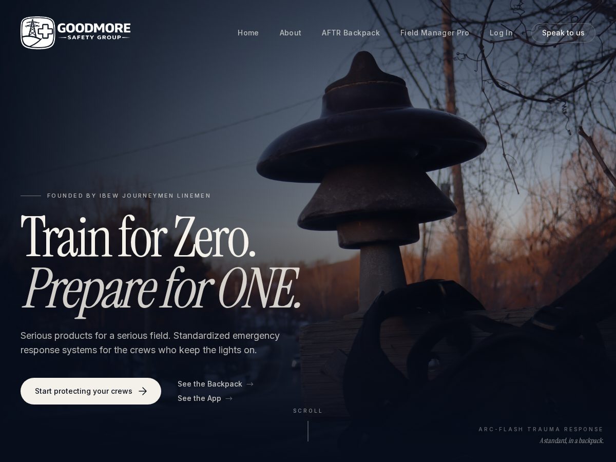 Landing-page snapshot of goodmoresafetyhq.com