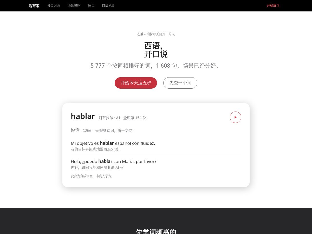 Landing-page snapshot of hablalos.com