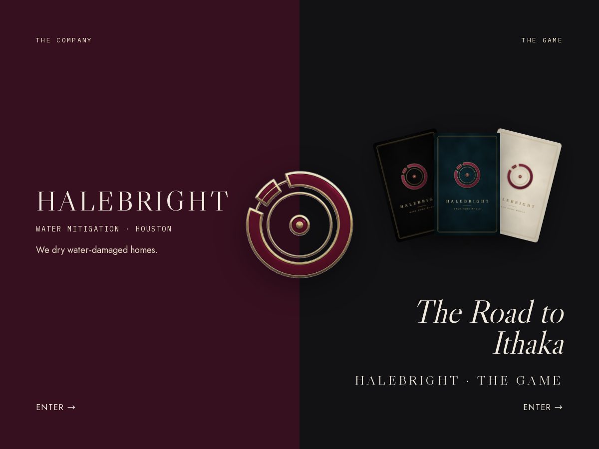 Landing-page snapshot of halebright.com