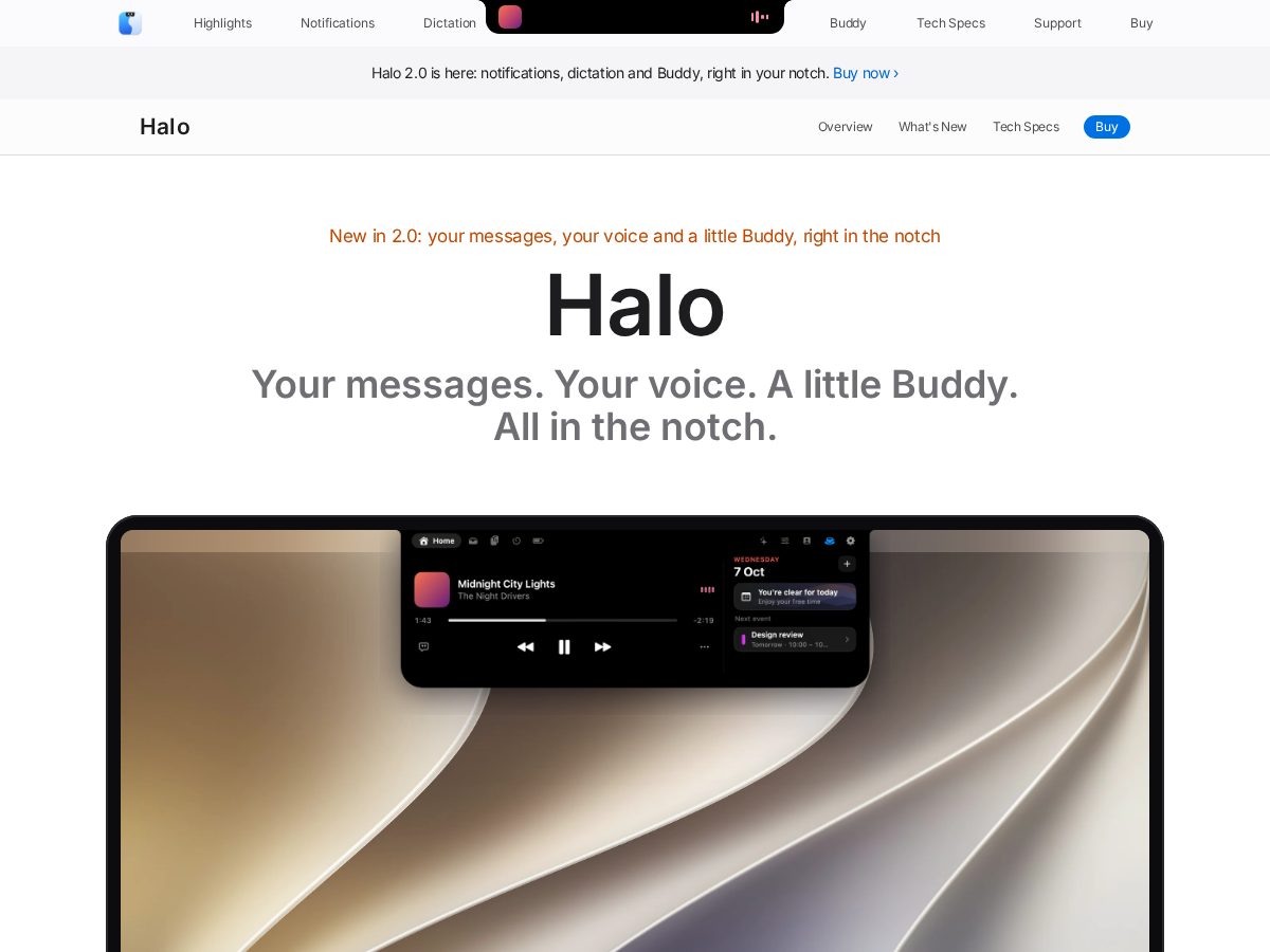 Landing-page snapshot of halo-mac.com